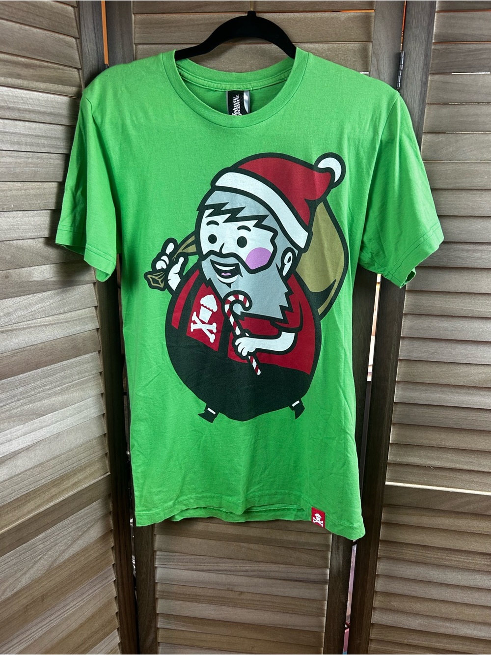 Johnny Cupcakes Christmas Santa Graphic T-Shirt Green Size Small